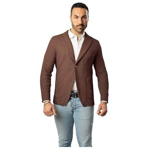 CLASSE77 blazer in cotone, giacca jacket da uomo slim fit - punto cucitura chicco di riso - artigianale, made in italy - casual, classica sportiva (it, testo, xxl, regular, regular, blu di prussia)