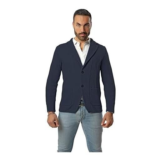 CLASSE77 blazer in cotone, giacca jacket da uomo slim fit - punto cucitura chicco di riso - artigianale, made in italy - casual, classica sportiva (it, testo, l, regular, regular, grigio)