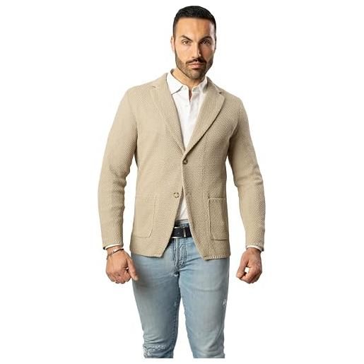 CLASSE77 blazer in cotone, giacca jacket da uomo slim fit - punto cucitura chicco di riso - artigianale, made in italy - casual, classica sportiva (it, testo, xxl, regular, regular, blu scuro)