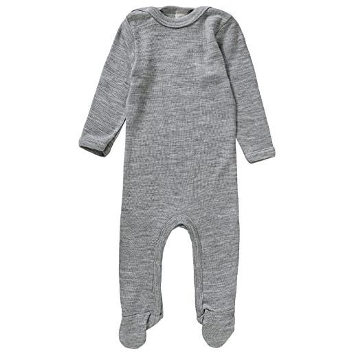 Engel - tutina pigiama, in lana e seta, in 3 colori, grigio chiaro melange, 62/68 cm