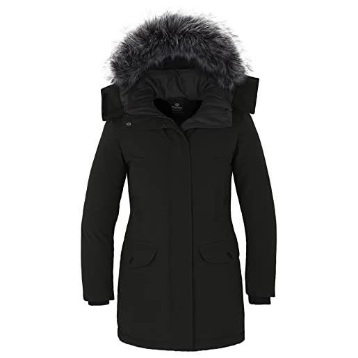 Wantdo giacca invernale imbottita calda parka con pelliccia esterno giaccone da lavoro antivento giacca pesante donna grigio s