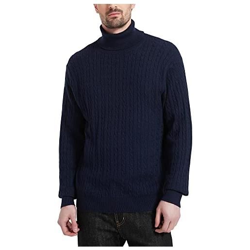 Kallspin pullover da uomo a collo alto in maglia a cavo solido con misto lana e manica lunga(blu navy, 2xl-tall)