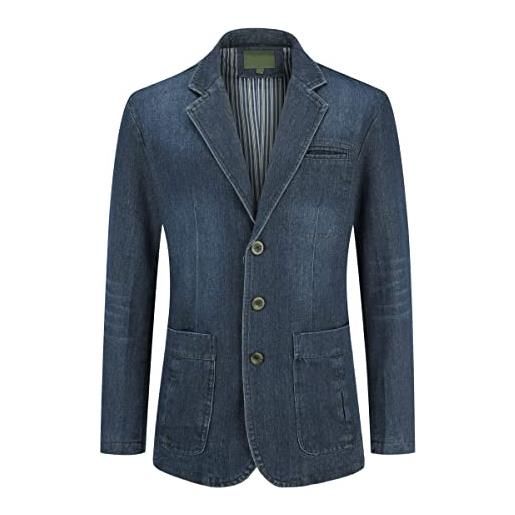 YOUTHUP blazer per uomo giacca da abito slim fit formale giacca di jeans casual azzurro chiaro, s