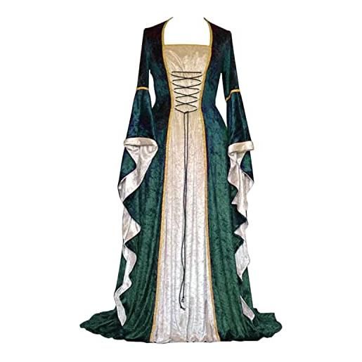 CosCool vestito medievale donna elegante retrò medievale con maniche a tromba abito da donna pavimento cosplay medievale rinascimentale vestito lungo gotico stile rinascimento per carnevale feste rosso xl