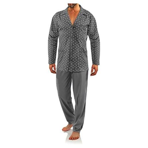 sesto senso elegante pigiama uomo bottoni 100% cotone set maniche lunghe pantalone lungo m2 m colore denim