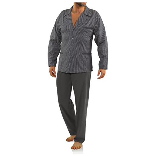 sesto senso elegante pigiama uomo bottoni 100% cotone set maniche lunghe pantalone lungo m2 4xl grafite