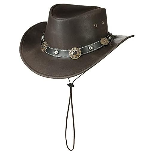 Scippis concho cappello in pelle Scippis cappello da cowboy cappello australiano l/58-59 - marrone