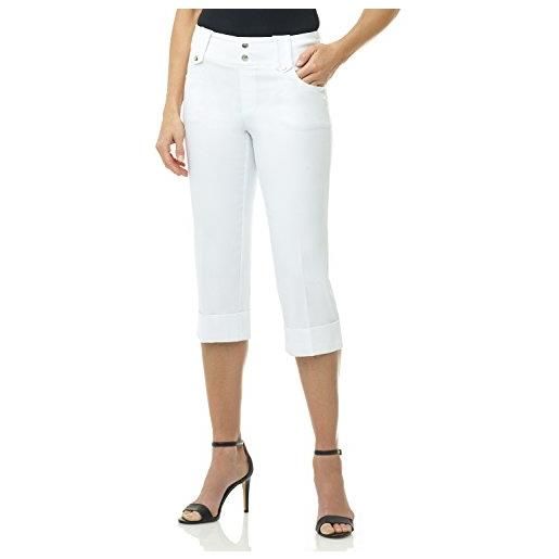 REKUCCI pantaloni pinocchietto da donna senza chiusure, modello classico e moderno con risvolti (48, nero)