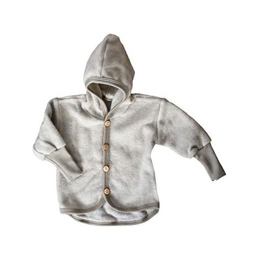 Cosilana - giacca da neonato con scollo rotondo e bottoni di legno, in morbido pile, 100% lana vergine biologica