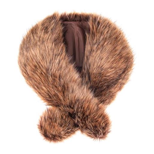Futrzane classic stola - collo pelliccia sintetica per cappotto - sciarpa donna (bronzo classic)