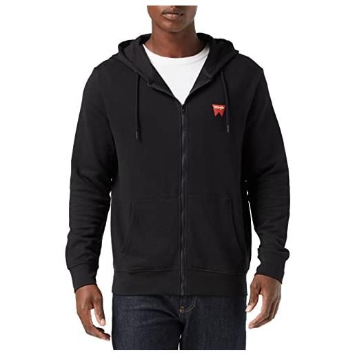 Wrangler zip thru hoodie maglia di tuta, black, medium uomini