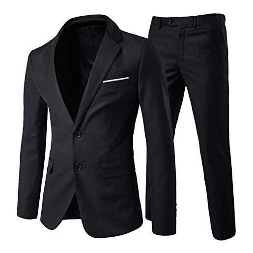 Allthemen abito da uomo 2 pezzi completo da sposa slim fit a due bottoni abiti da lavoro blazer giacche casual pantaloni nero l