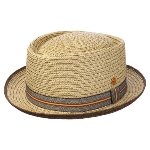 MAYSER cappello di paglia andy brown pork pie uomo - made in the eu da sole cappelli spiaggia primavera/estate - 57 cm natura