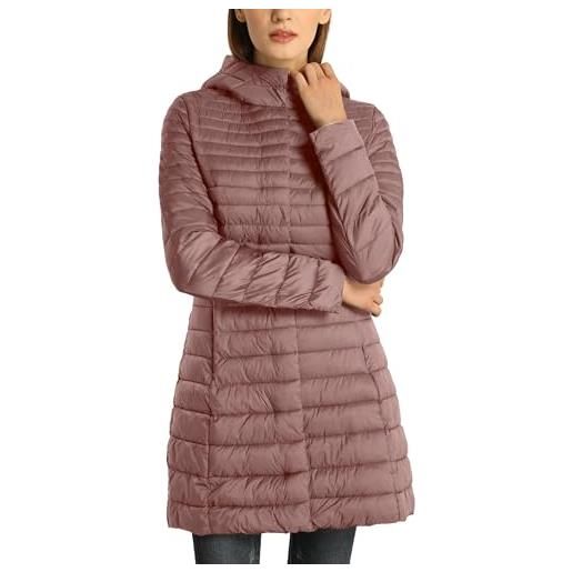 Giolshon piumino trapuntato leggero da donna, caldo giubbotto invernale lungo in cotone slim con cappuccio 320 rosa s