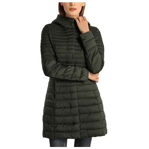 Giolshon piumino trapuntato leggero da donna, caldo giubbotto invernale lungo in cotone slim con cappuccio 320 nero l