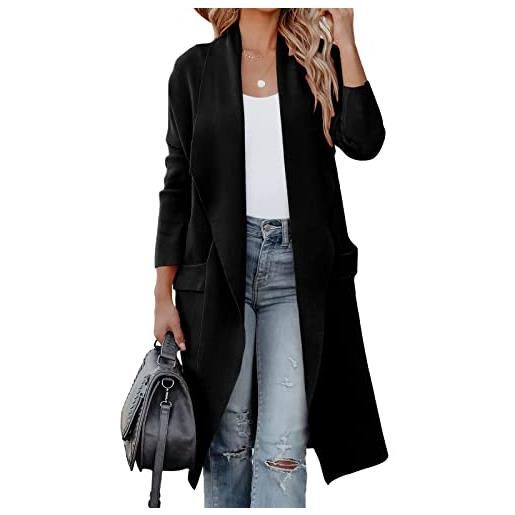kinstell donna casual manica lunga aperto anteriore maglia drappeggiato lungo cardigan giacche maglione cappotto blazer con tasche, grigio, l