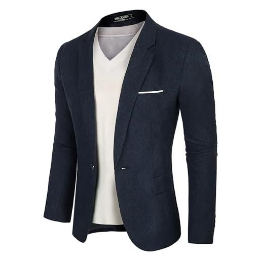 PJ PAUL JONES giacca sportiva da uomo, 1 bottone, tinta unita, per matrimonio, tempo libero, grigio/nero, m