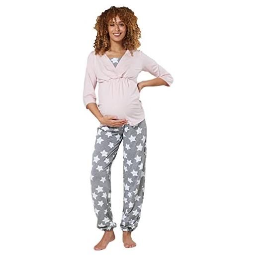 HAPPY MAMA donna pigiama da notte allattamento prémaman indumenti da notte. 060p (marina con puntini, it 46, xl)