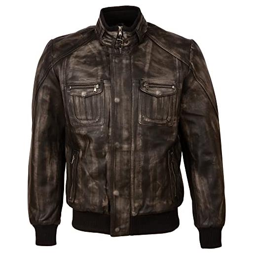 Aviatrix giacca da motociclista da uomo in vera pelle vintage look (sa2d), vegas. , xxl