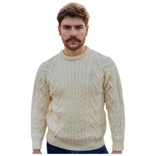 SAOL maglione girocollo tradizionale aran da uomo (carbone, xl)