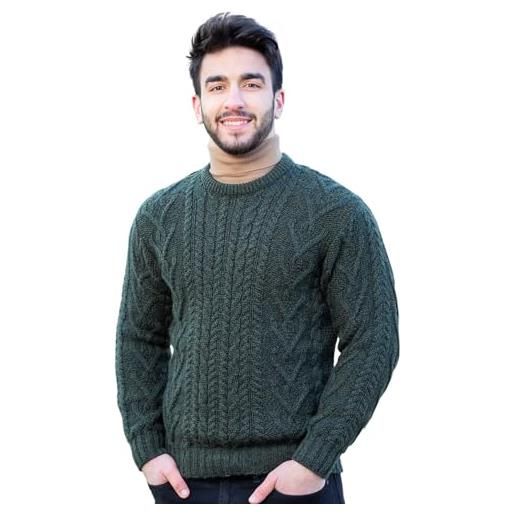 SAOL maglione girocollo tradizionale aran da uomo (carbone, m)