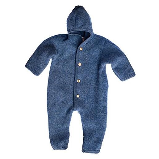 Engel - tutina da neonato con cappuccio, in pile di lana, grigio chiaro melange, 50/56 cm