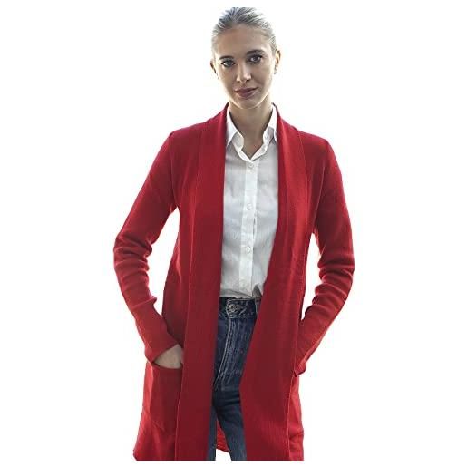 Brunella Gori elegante maglia cardigan donna lungo - maglione donna invernali - autunno/inverno - 100% lana merino extrafinee - fatto in italia - antracite - l