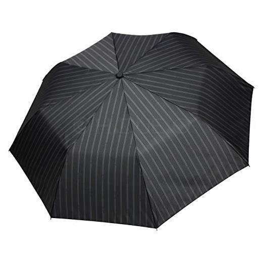 H.DUE.O ombrello uomo pieghevole elegante antivento robusto. Ombrello pioggia automatico antivento ribaltabile ottima resistenza al vento [boston] [blu navy gessato]