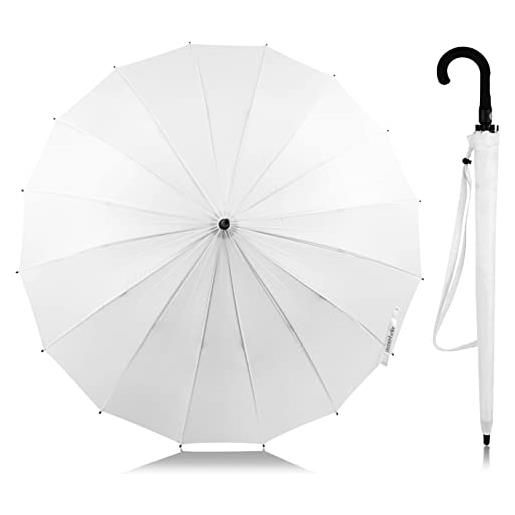 Sternenfunke ombrello stella scintilla bianco grande xxl ø120 cm grande ombrello bastone nobile, stabile e a prova di tempesta per il matrimonio come ombrello da sposa o ombrello coppia