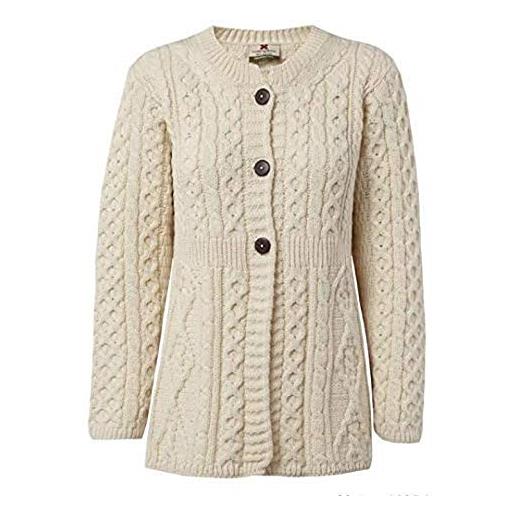 Carraig Donn aran woolen mills cardigan cappotto con bottoni lavorato a maglia da donna 100% lana merino (verde, s)