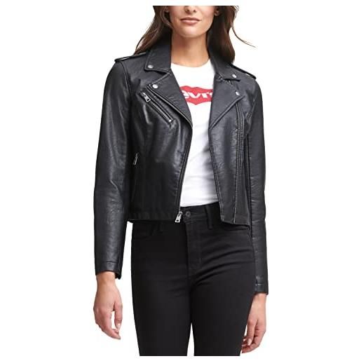 Levi's - giacca da moto asimmetrica classica da donna, in ecopelle, taglie standard e plus - nero - medium