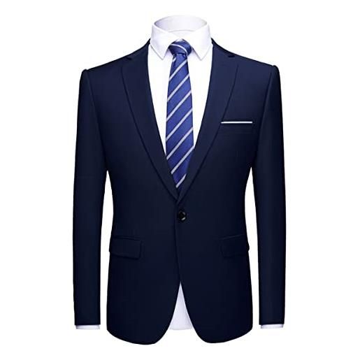 Allthemen blazer da uomo slim fit formale suit giacca one button monopetto giacca smart blazer blu navy m