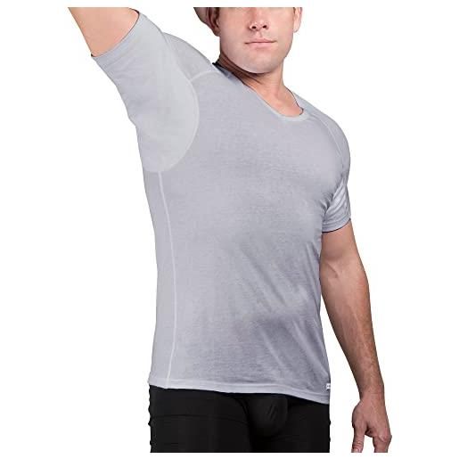 Ejis maglietta da uomo a prova di sudore, collo a v, argento antiodore, cotone (xxxl, white)
