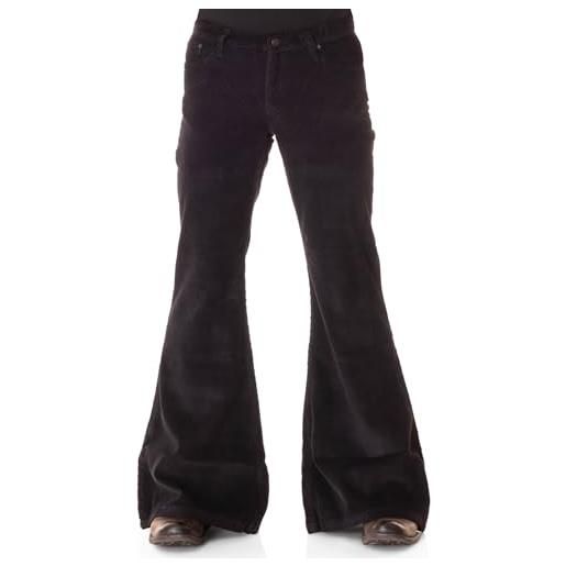 COMYCOM pantaloni a zampa d'elefante da uomo, in cord, neri, stile anni '70, hippie nero 38w x 32l