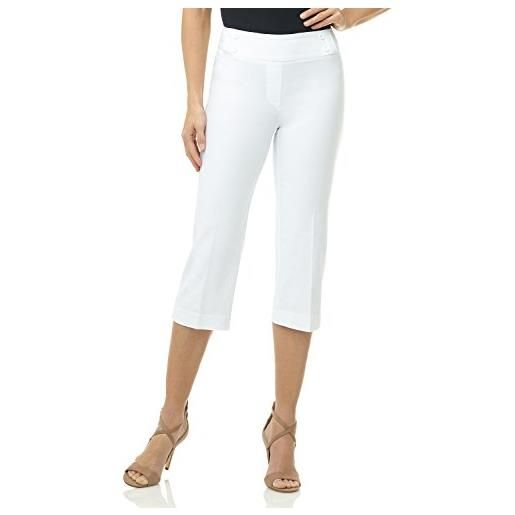 REKUCCI pantaloni pinocchietto da donna senza chiusure e bottoni decorativi (48, bianco)