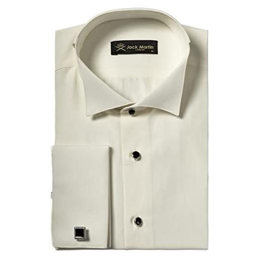 Jack Martin London jack martin - camicia smoking con collo ad ala - camicia slim fit per eventi formali (crema, xxl)