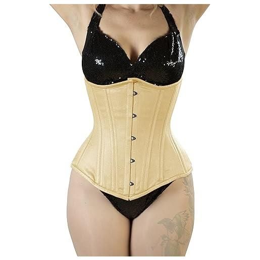 Royals Fashion corsetto da donna in cotone con clessidra in doppio acciaio disossato nero, beige, 5xl
