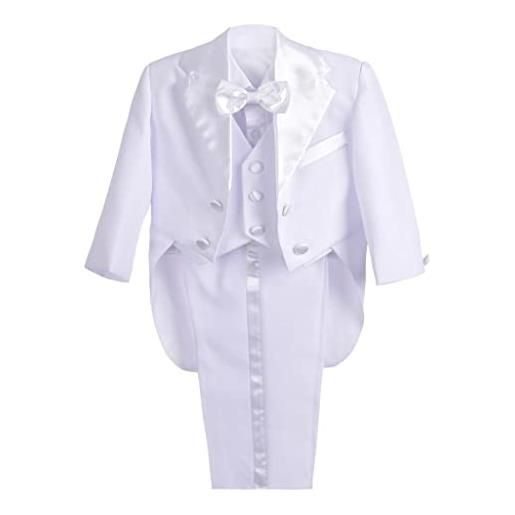 Lito Angels smoking neonato bimbo, completo elegante matrimoni paggetto battesimo cerimonia, taglia 6 mesi, bianco