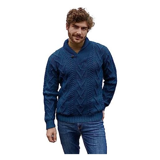 SAOL maglione a bottone singolo con collo a scialle da uomo (blu militare, m)