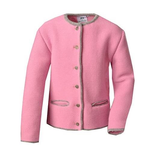 Isar-Trachten - cardigan per bambini, lavorato a maglia, motivo a contrasto grigio chiaro, taglia 68-176 grigio, rosa e rosa. 164 cm