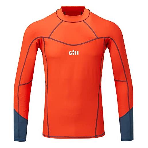 Gill gilet a manica lunga pro rash guard shirt con protezione solare uv 50+ ideale per tutti gli sport acquatici, surf, paddle board, kayak per uomo, arancia, x-grande