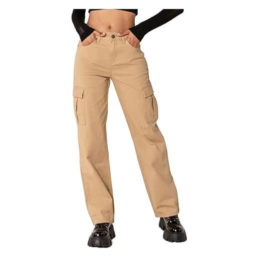Nina Carter q1885 - jeans cargo da donna, a vita alta, elasticizzati, dritti, grigio scuro (q1885-4), m