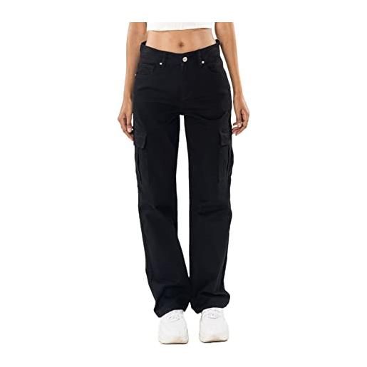 Nina Carter q1885 - jeans cargo da donna, a vita alta, elasticizzati, dritti, azzurro (q18881), m