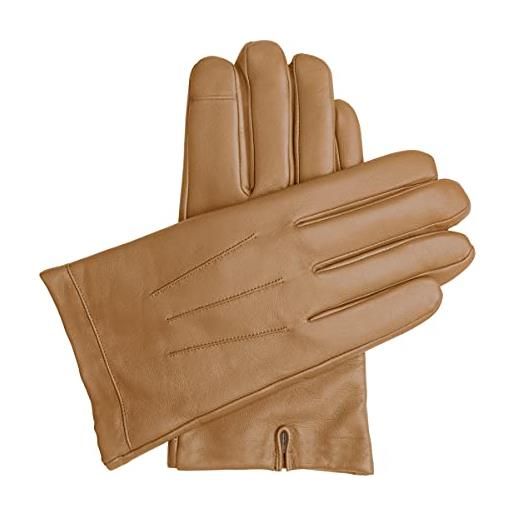Downholme guanti pelle per touschscreen - guanti invernali uomo con fodera in cashmere (grigio, l)