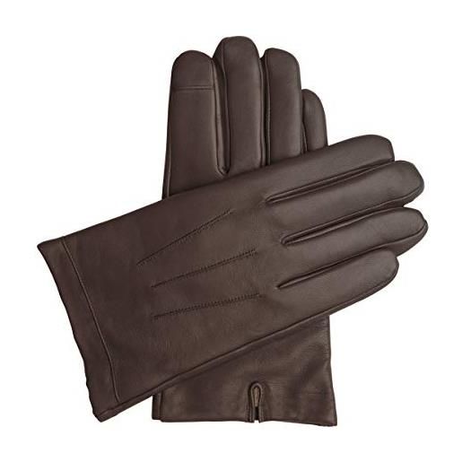 Downholme guanti pelle per touschscreen - guanti invernali uomo con fodera in cashmere (marrone chiaro, xl)