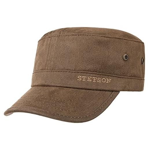 Stetson cappellino stampton army uomo - berretto estivo cotton cap fibbia in metallo, con visiera, visiera primavera/estate - m (56-57 cm) marrone