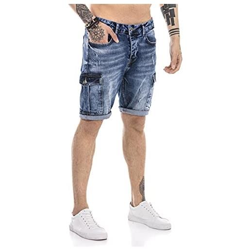 Redbridge pantaloncini a jeans da uomo pantalone corto denim con tasche used look blu w30