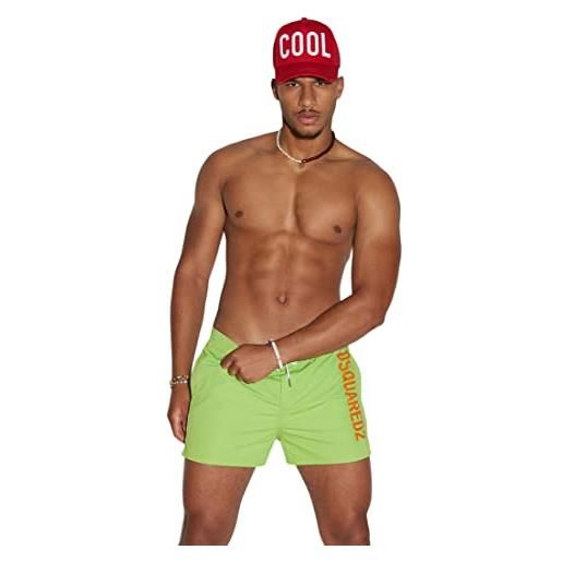 DSQUARED2 beachwear uomo verde shorts mare con stampa logo lettering a contrasto 48