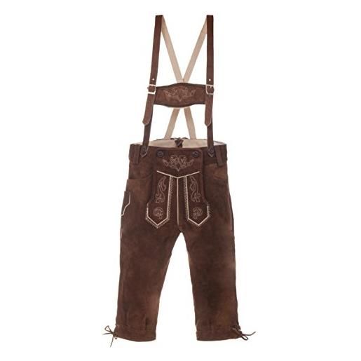 Edelnice Trachtenmode pantaloni di pelle lederhose per bambini, con bretelle, colore: marrone/nero 152 marrone scuro