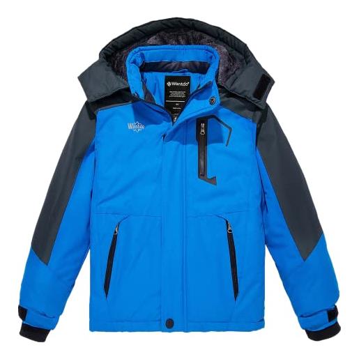 Wantdo giacca da sci impermeabile giubbotto da viaggio a vento cappotto da lavoro idrorepellente abbigliamento da sci taglia forti bambino nero 152-158